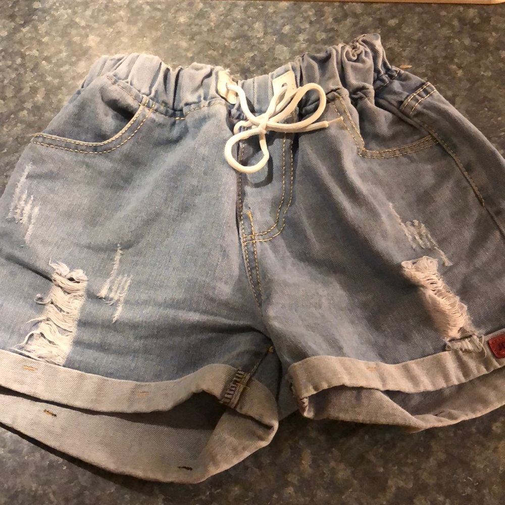 Roll-Up Hem Drawstring Waist Denim Shorts